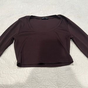 brown long sleeve crop top, cute from Shein size medium